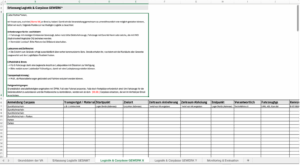 Beispielvorlage Logistikplan, Tab „Erfassung Logistik & Carpässe GEWERK“